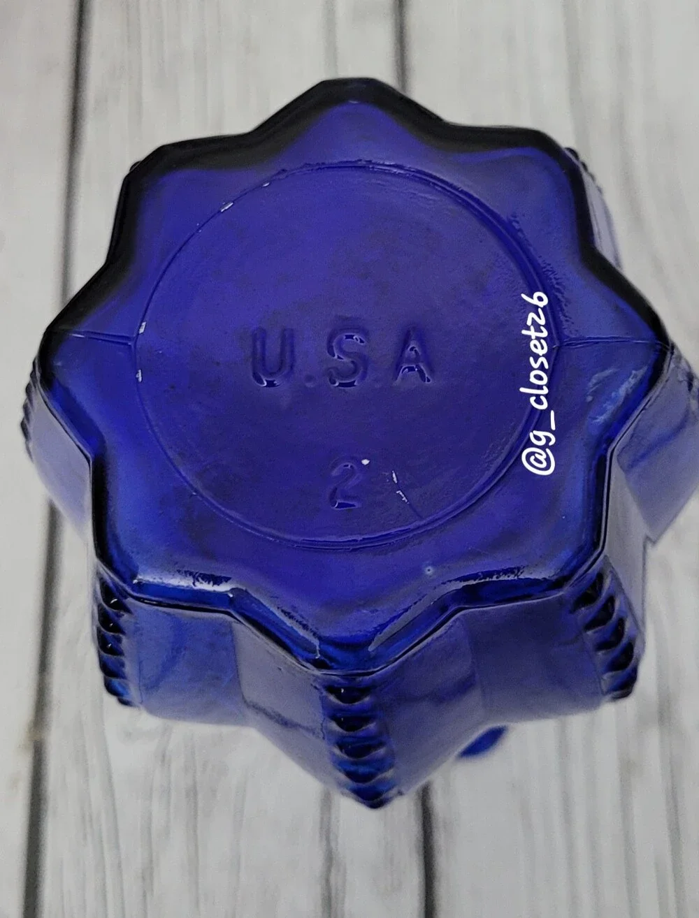 Vintage Indiana Glass Cobalt Blue Beaded Rib Vase with Ruffled Rim
